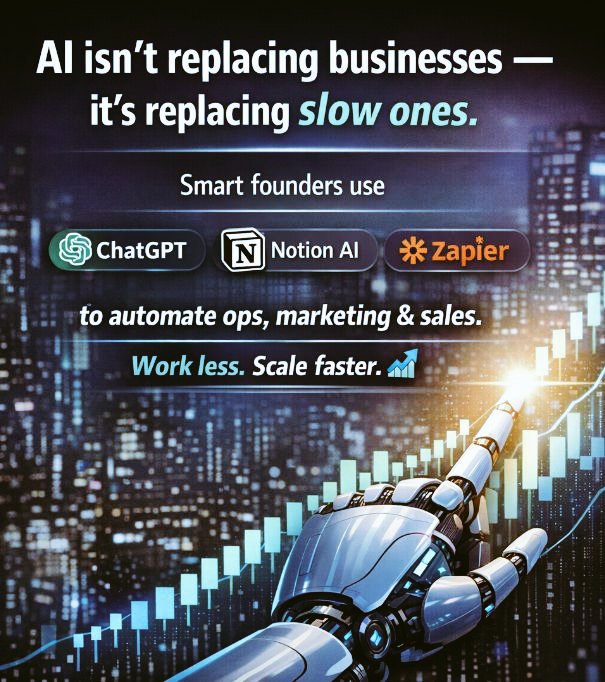MstSurovi62692's tweet image. Build a lean business with AI 👇
• ChatGPT – strategy &amp;amp; content
• Zapier – automation
• Canva AI – branding
• Notion AI – planning
AI = unfair advantage in 2026. 🚀
#BusinessAI #AITools #SaaS #Founders