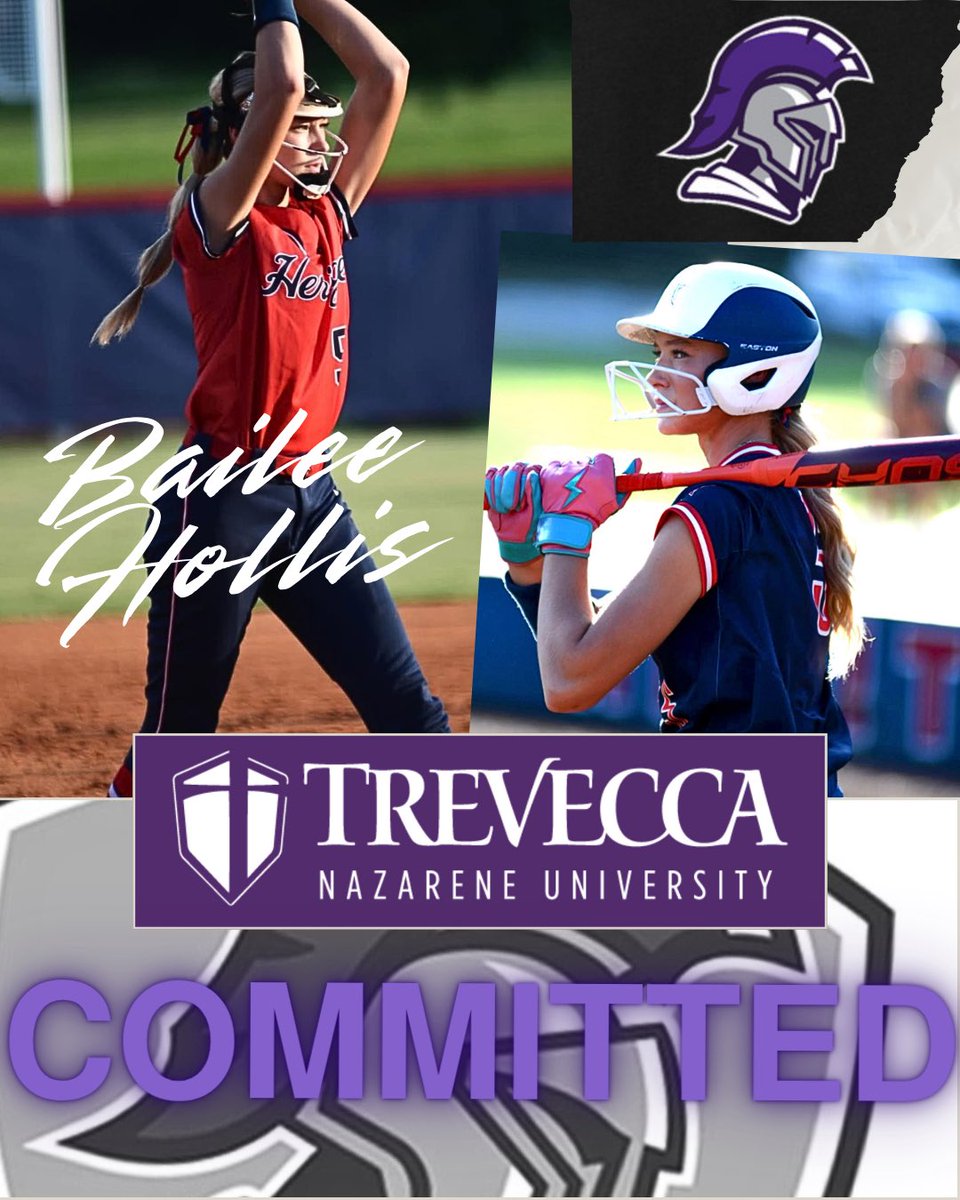 Bailee_Hollis21's tweet photo. I am excited to announce that I will be furthering my softball and academic career at Trevecca Nazarene University. I want to thank Jesus for giving me the ability to play this sport.I want to thank my parents, coaches,and especially Coach Tyree for this opportunity.Go Trojans!💜 https://t.co/lIlFDosrCU