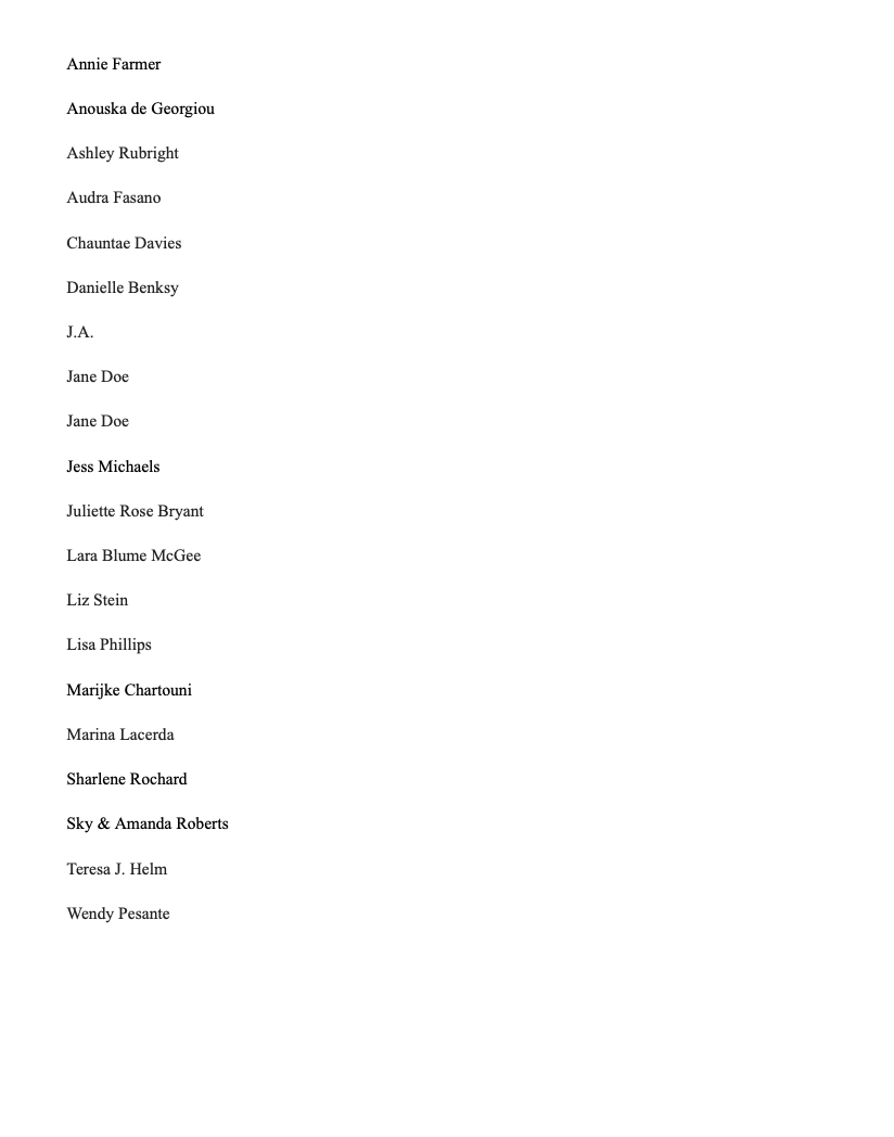 AaronParnas's tweet photo. NEW: Epstein survivors write this open letter for lawmakers during today's deposition of Ghislaine Maxwell.
"Ms. Maxwell was not a peripheral figure."
"To this day, Ms. Maxwell has refused to identify the many powerful men involved in the trafficking operation." https://t.co/yGxmF1V9NZ