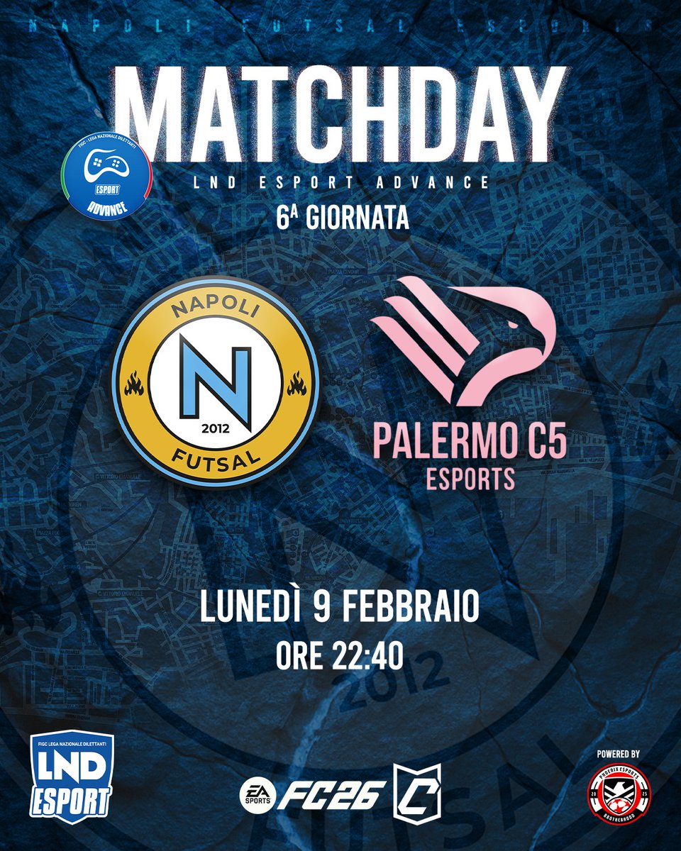 🎮 𝒗𝒊𝒓𝒕𝒖𝒂𝒍𝗠𝗔𝗧𝗖𝗛𝗗𝗔𝗬
𝗟𝗡𝗗 𝗲𝗦𝗽𝗼𝗿𝘁 𝗔𝗱𝘃𝗮𝗻𝗰𝗲 | giornata 6
Napoli Futsal 🆚 Palermo C5 eSports
📍 ore 22:40
👾 live Twitch /ph0enix_esport

🐦‍🔥 #BornToCompete | #BuiltToRise | @Ph0enix_eSport