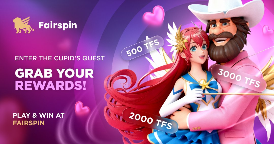 🏹Cupid’s Quest está ATIVO!🏹
Completa missões → Ganha TFS → Recompensas
⏰9–15 de fevereiro

💖5 jogos especiais de São Valentim:
Sweet Kingdom | Sweetopia Royale |Valentine’s Fortune |Sweet Dream Bonanza Extreme | Reel Love 

💌Free Spins: código W8qRj5
⚠️Apenas 100 ativações