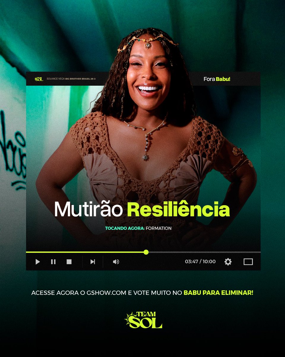solvegaoficial's tweet image. ✨ MUTIRÃO RESILIÊNCIA INICIADO! ✨

🗳️ A cada 10 votos mandem um emoji ou uma palavra nesse tweet.

🎯 META: 500 COMENTÁRIOS.

⏰ ATÉ 12h00.

🚨 O voto é pra SAIR, votem no BABU!

🔗 LINK: gshow.globo.com

#ForaBabu #BBB26
