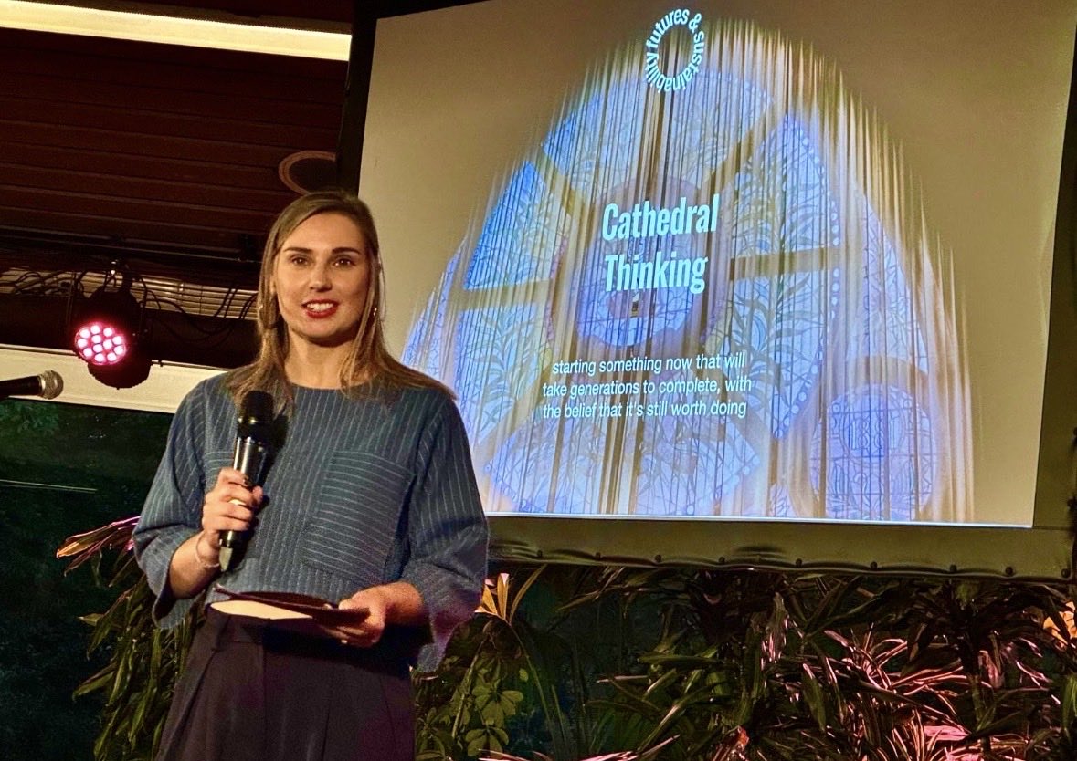 MillennialUnite's tweet photo. “Cathedral Thinking, starting something now that will take generations to complete, with the belief that it is still worth doing.” 🌍🕊️

We joined the Futures &amp; Sustainability event in a decade of cascading crises with insightful dialogue with Indi Johar of @DarkMatterLabs https://t.co/eqEXvN8QSb