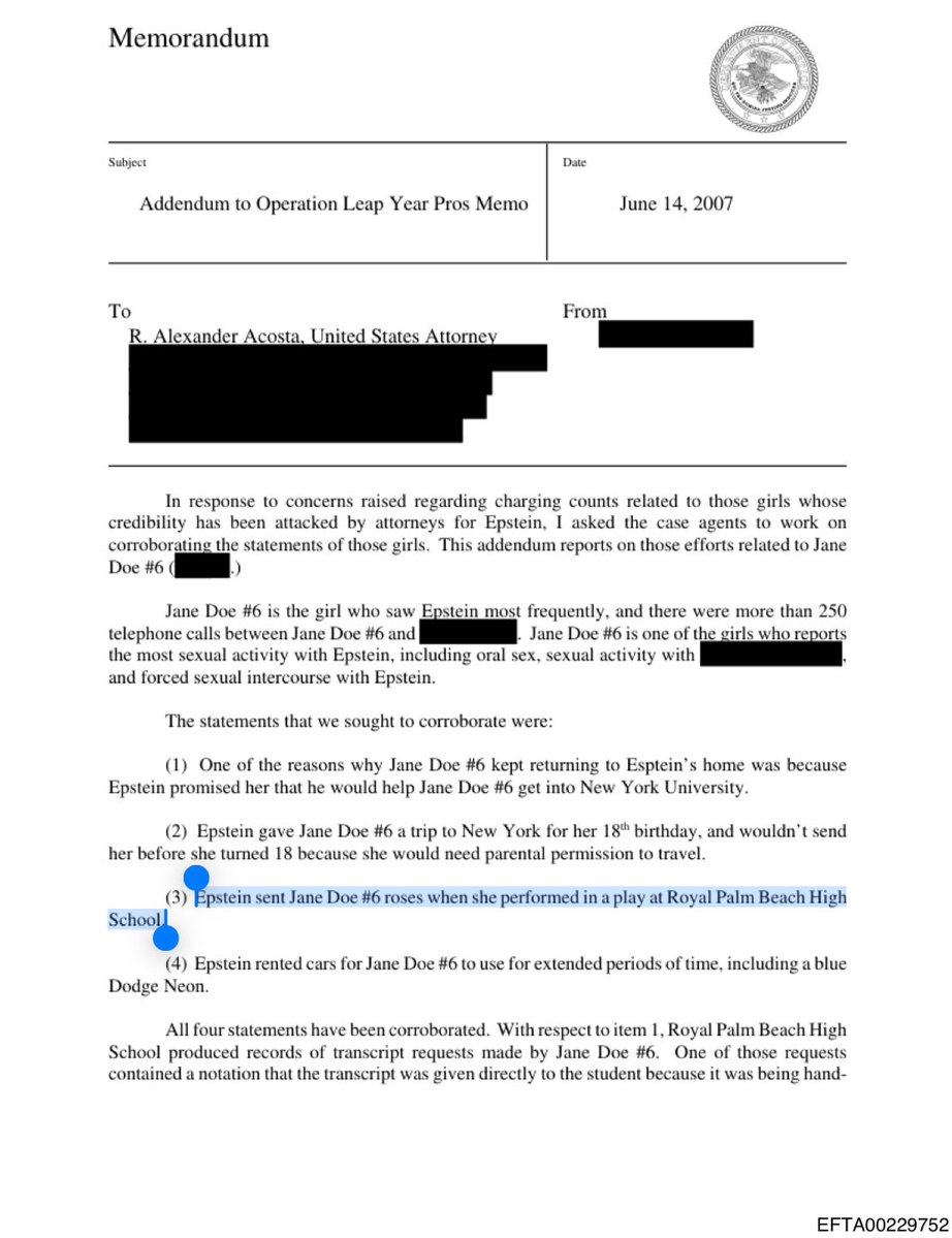 davenewworld_2's tweet image. Epstein sent roses to a minor at her high school in 2005. All of it was documented and corroborated by multiple adults. He was so brazen and disgusting that he left a paper trail, and he had no fears of being held accountable.