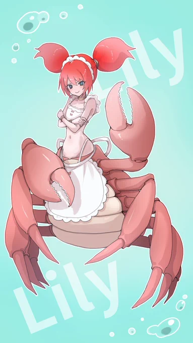 メイドの一員「リリィ」 蟹の人魚手先が器用で裁縫が得意 プロフィールは↓↓ #OC #人魚 #Mermaid