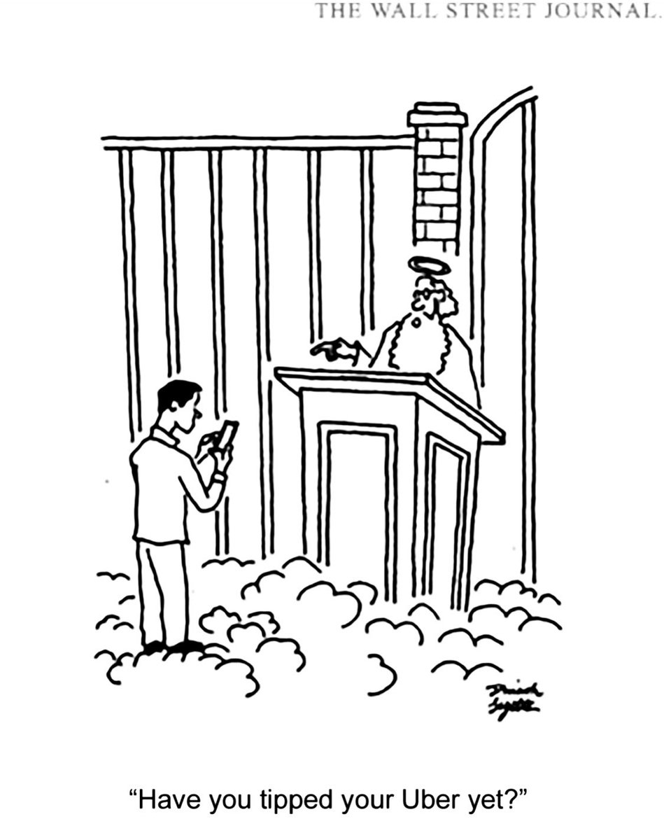 IsaiahLegette's tweet photo. My cartoon in today’s @WSJ 🗞️
#cartoon #gagcartoon #uber #heaven #funny #humor https://t.co/cDK6NpODrs