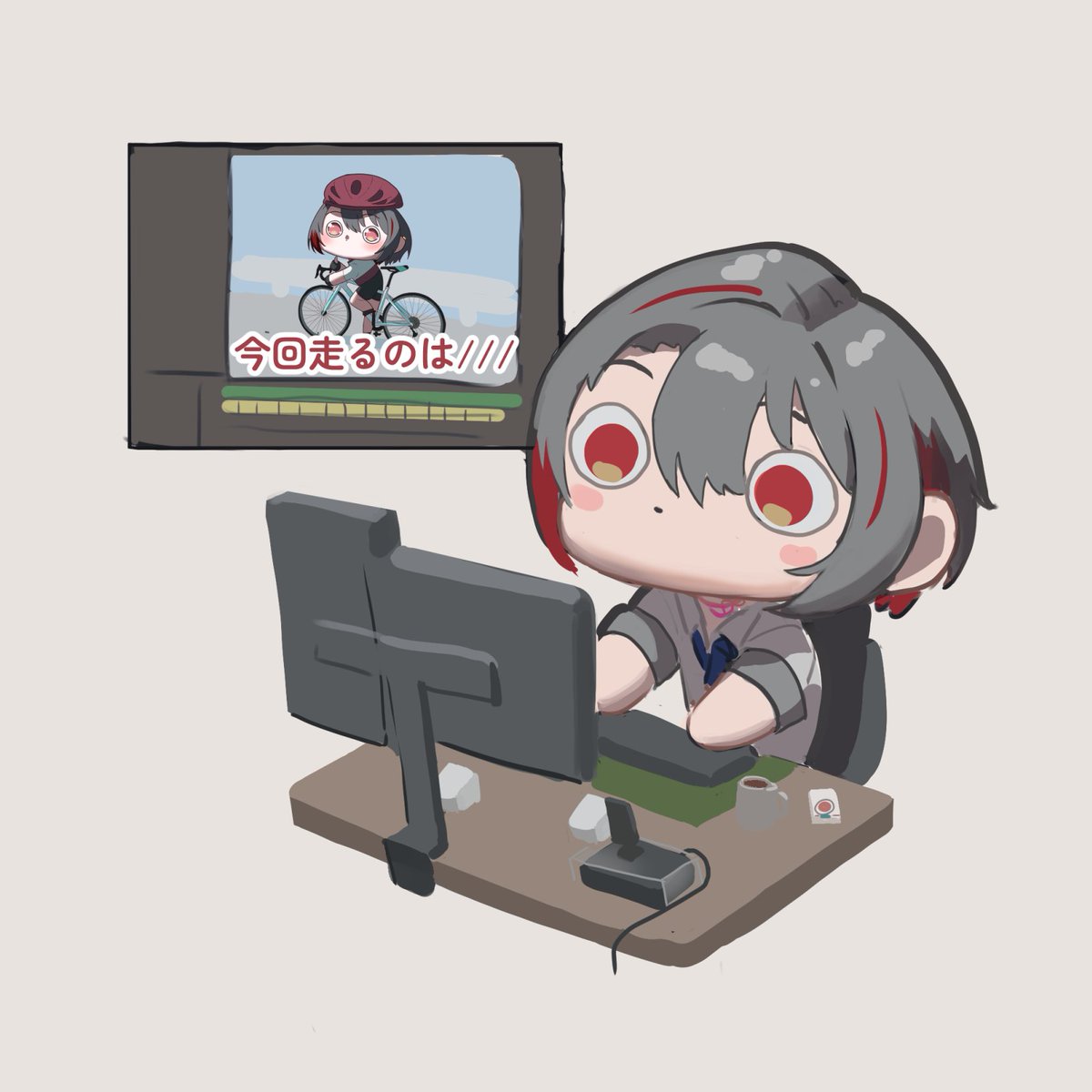 「お待たせしました、今日のゐぶきです #月赴画廊」|チカタコウイチのイラスト