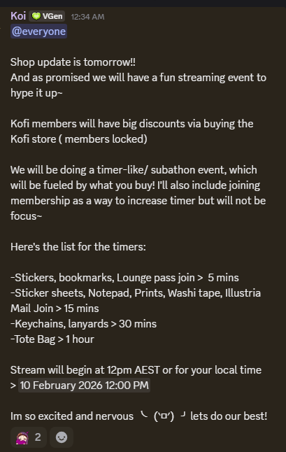 A little late with announcing it on twitter but we have a streaming event tomorrow!

Cant wait to show you the art and products I've been cooking uppp