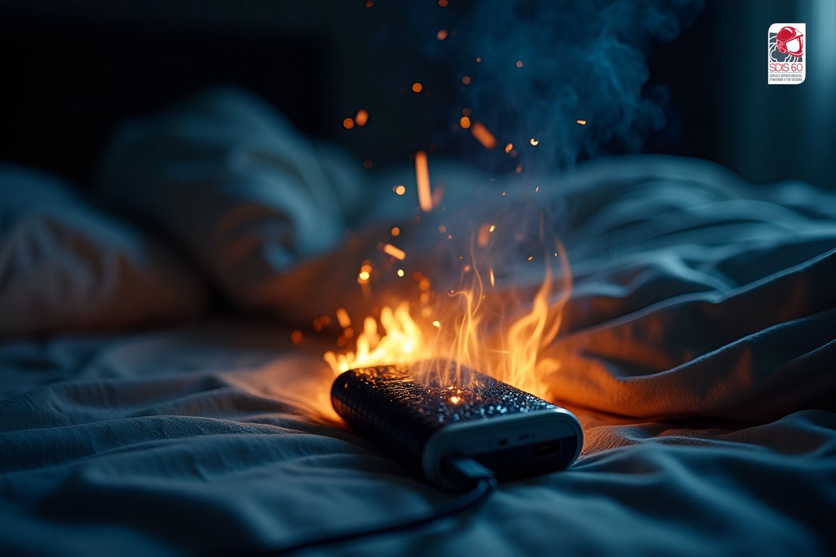 Pompiers60's tweet image. #PreventionIncendie | Un #Incendie domestique peut démarrer à partir d’un appareil électrique laissé en #Charge 
Quelques réflexes simples :
-ne pas surcharger les prises,
-éviter toute charge sur des surfaces textiles
-débrancher les appareils inutilisés