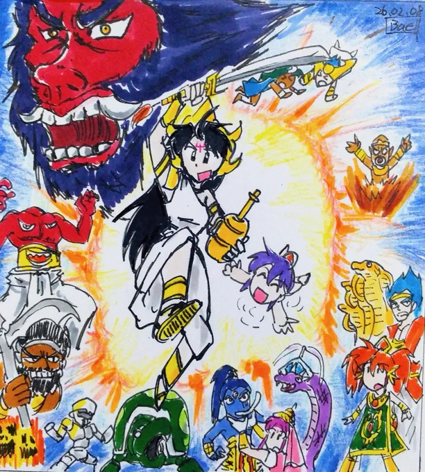 #私はこういう絵を描いています アナログで創作版権問わず好き勝手やってます。