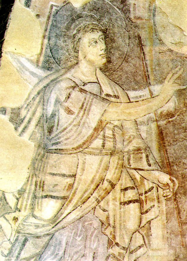 Benevento, Church of Santa Sofia, Annunciation to Zechariah (detail), fresco from the late 8th to early 9th century