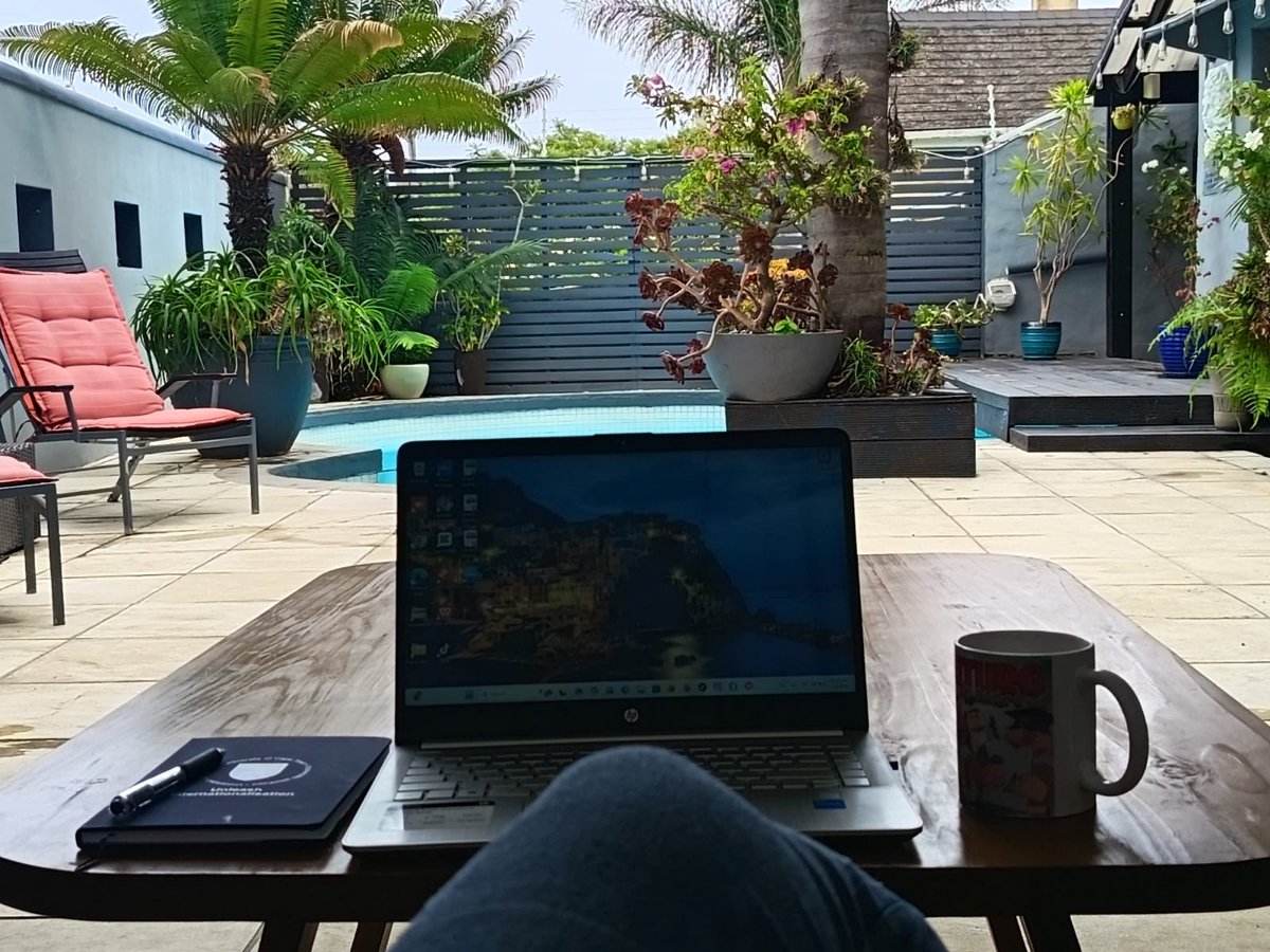 Pointbguest's tweet photo. Who says work can’t feel like a vacation? 🌴 With high-speed Wi-Fi, a poolside breeze, and the peace of our private garden, we’ve created the ultimate sanctuary for the modern traveler.
​Finish your to-do list, then take a dip. That’s the Point B way. 🏊‍♂️☕️
#capetownguesthouse https://t.co/T5Exkna1uX