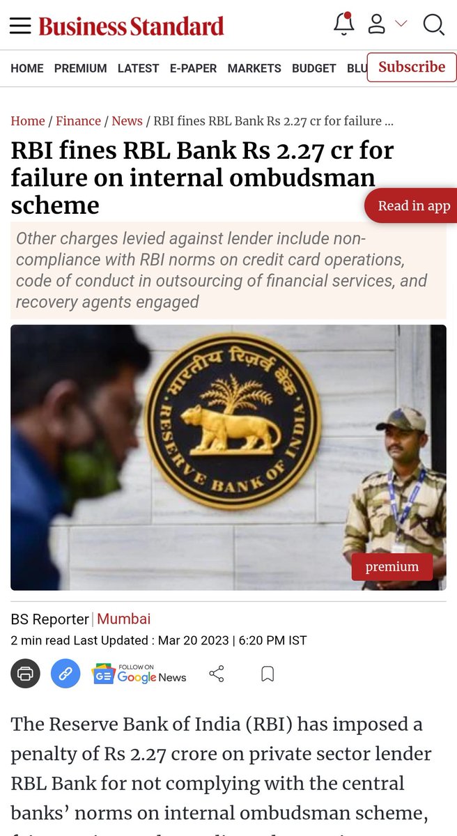 AGAINSTcrime111's tweet photo. @RBI Penalised RBL Bank for Recovery Agent Violations
 The Reserve Bank of India (RBI) imposed a ₹2.27 crore penalty on RBL Bank for non-compliance with norms related to loan recovery agents, including failure to ensure agents did not resort to intimidation or harassment. https://t.co/cmS35iFiOl