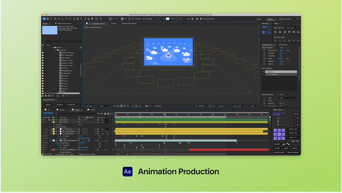 ValentinoGuerra's tweet photo. What does it take to create an Explainer Video?  🎬 

Every project starts with a visual foundation in Figma. Here there are no rules, just plain brainstorming, giving every idea a chance, even the strangest ones.

Then comes the voice and music mix in Audition. Getting the audio right early means the animation can sync perfectly with the story's rhythm.

After Effects is where every sketch and design comes alive. Layering motion, timing effects, and adjusting every keyframe until it "feels right".

Sound design with Premiere is the cherry on top. Those clicks, whooshes and pops that make the animation feel polished and complete.

Four distinct phases, one cohesive video. That's the process and those are the tools I worked hard to master.

If you're in a different field, I'd love to hear about your creative process and tools!