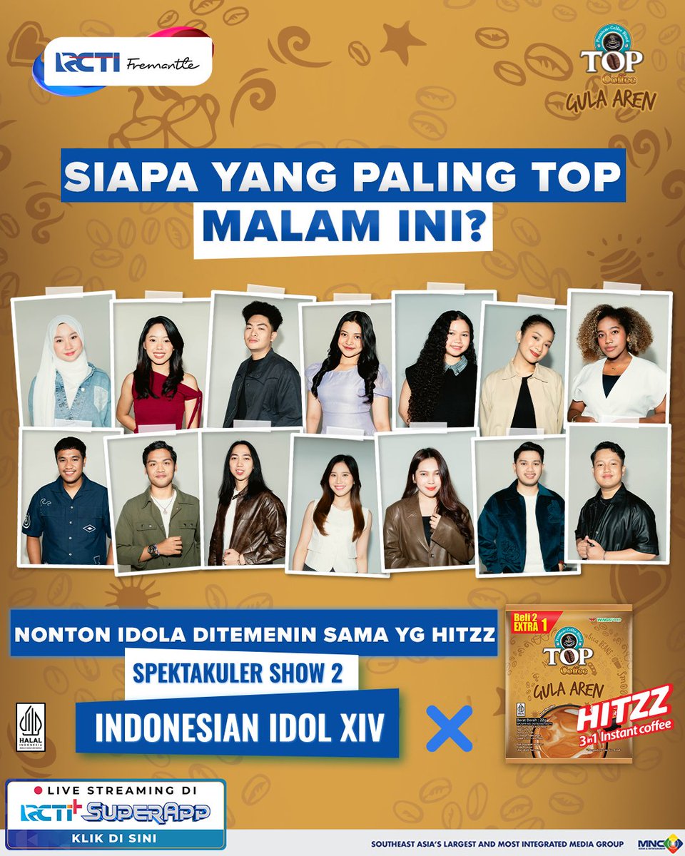 OfficialRCTI's tweet photo. Kopi paling HITZZ buat enjoy nonton Indonesian Idol ya Top Coffee Gula Aren! 😍

#IndonesianIdol #TOPCoffee #TOPGulaAren #KopinyaOrangIndonesia https://t.co/NSHSY7v1nE