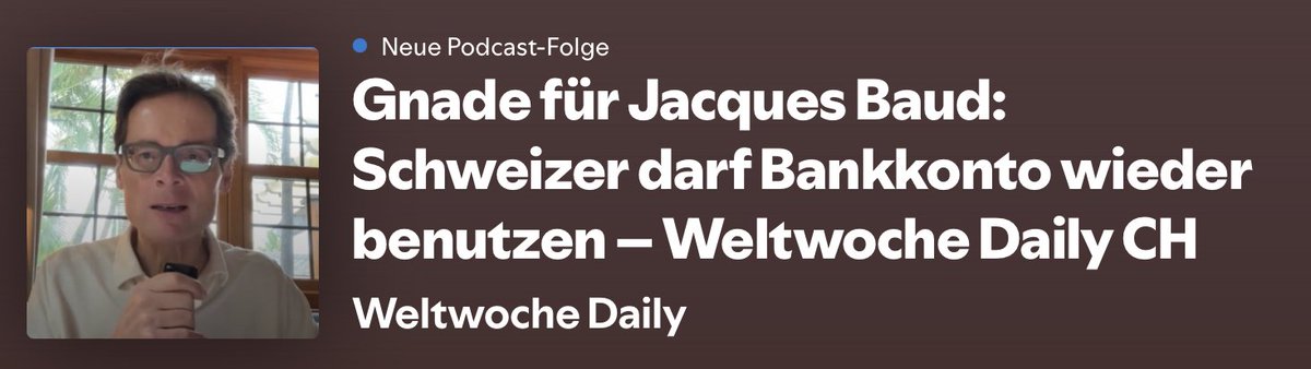 Weltwoche's tweet image. 👉 #Weltwoche Daily jetzt auch auf #Spotify!
Gnade für Jacques Baud: Schweizer darf Bankkonto wieder benutzen. #Bundesrat Pfister: Bürokraten statt Waffen und Soldaten. Antisemitischer Kosovare: Karikatur der #Migrationskrise. Prominente Linke gegen Individualbesteuerung. Franjo