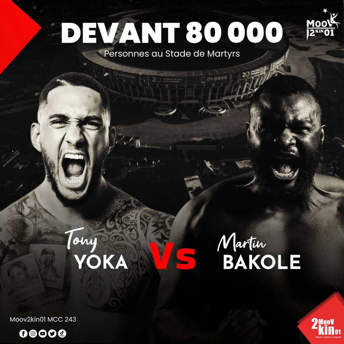 YvesBuya1's tweet photo. DEVANT 80 000 PERSONNES AU STADE DES MARTYRS, un événement qui marquera l'histoire de la boxe congolaise et pourrait remplacer l'impact qu'avait le combat de Mohamed Ali et Georges Foreman, si et seulement si le gouvernement accepte de financer ce combat retour... 

#moov2kin01 https://t.co/iaxTJlcrHI