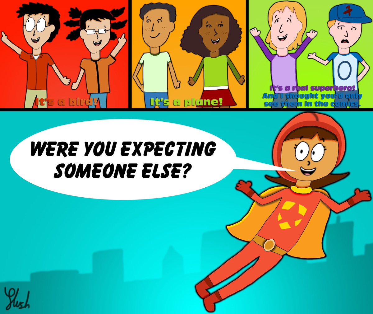 What do the #timewarptrio and #wordgirl have in common? They’re both shows from a company called Soup2Nuts. So, one of my mutuals requested me to draw the characters from both shows in a single drawing, and here’s the result.