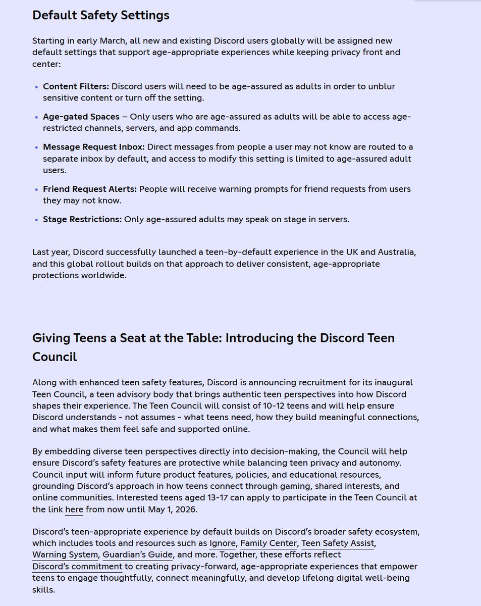 Wario64's tweet image. Discord will require a face scan or ID for full access next month - all accounts set to "teen-appropriate experience" by default theverge.com/tech/875309/di…

discord.com/press-releases…
