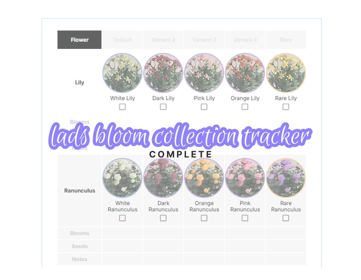 ✽ COMPLETE Bloom Tracker ✽

the bloom tracker spreadsheet from january is now 100% documented with all bloom varieties! 💘

once again, RTs are appreciated to hopefully get this update to everyone that is interested ദ്ദി╥ ᴗ ╥)