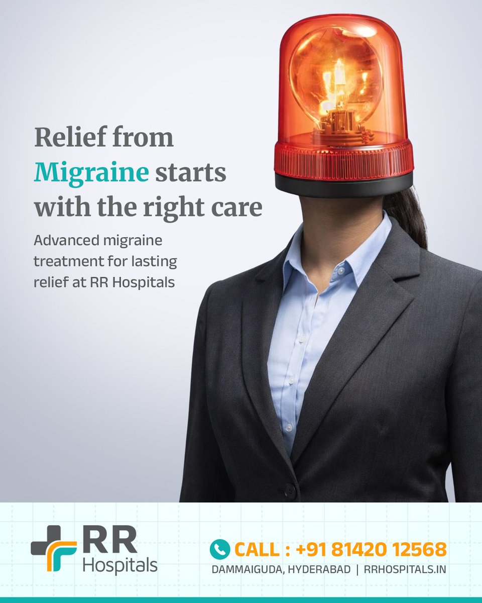 RR_Hospitals's tweet image. Relief from Migraine Starts with the Right Care

Take control of your migraines with care you can trust—
because living pain-free should be your normal.

📞 RR Hospitals: 81420 12568

#RRHospitals #Dammaiguda #HealthCare #HealthTips #Migraine
