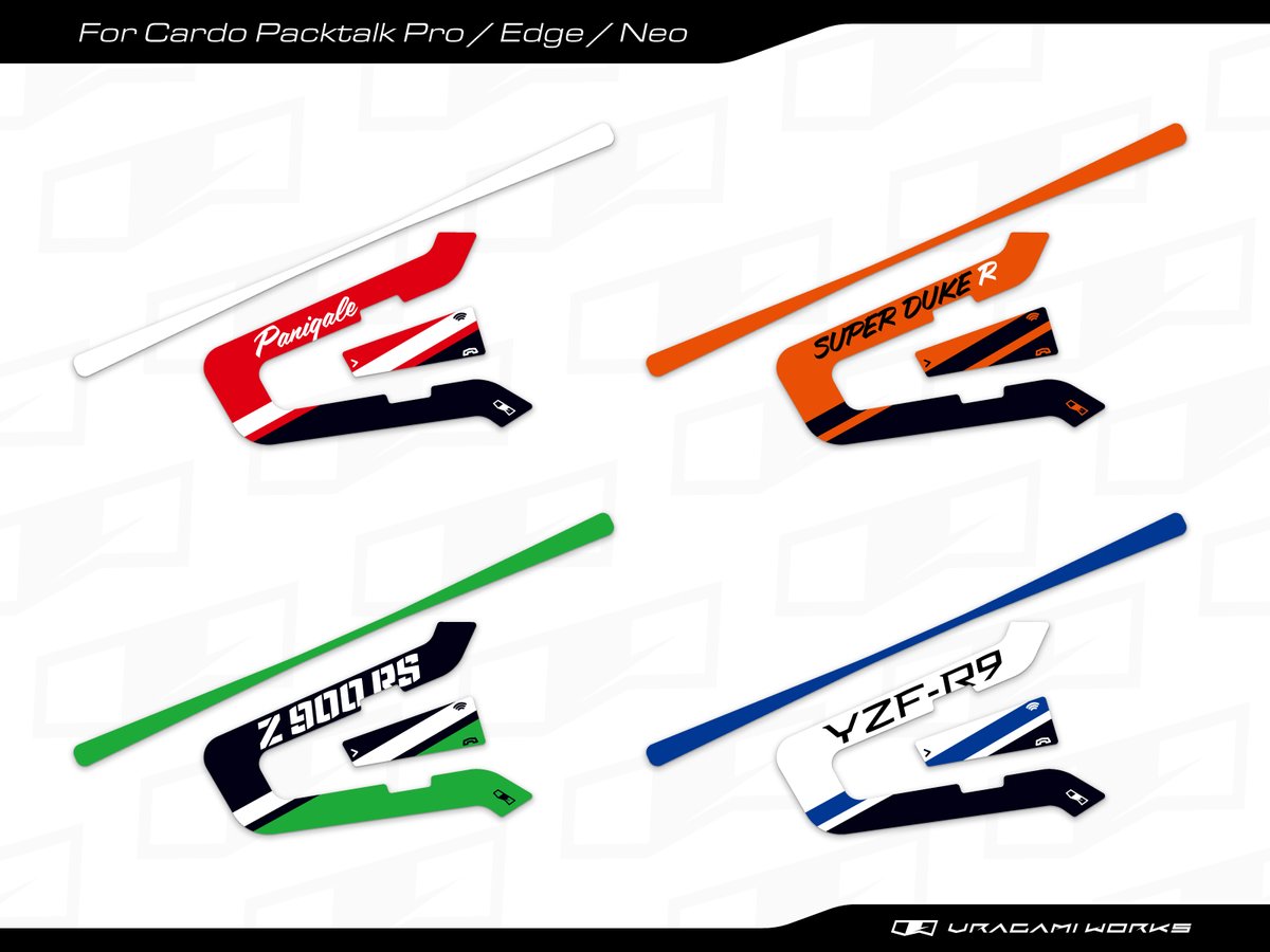 uragamiworks's tweet photo. 昨日発売したばかりの #カルド 用デカール「Sports」ですが、オーダーテキストでのご注文を想定以上にいただいています!
バイク名はもちろん好きな言葉やSNSのユーザー名を入れる方など様々🔥
カスタム例を作ったのでイメージを膨らませてみてください☺️
https://t.co/7Sy4uibCgg
#cardo #packtalk https://t.co/NCmVt6Wv5W