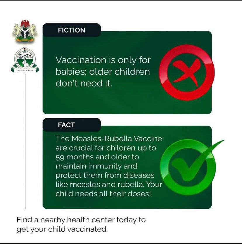 UnicalRadio's tweet image. A reminder to parents and caregivers that the Measles &amp;amp; Rubella vaccination exercise is still ongoing and will end on the 15th of this month.
Parents are encouraged to ensure their children are vaccinated. The vaccine is safe &amp;amp; free.
Flyer courtesy of NPHCDA.

#NewsToday #MRVC