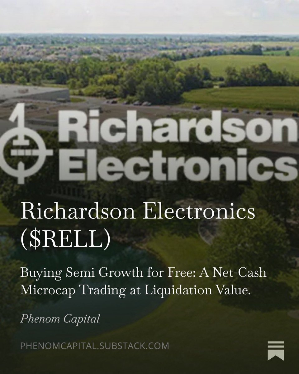My highest conviction setup for 2026: $RELL

• High margin semi business projected to grow 100%
• Alternative energy segment returning to fast growth
• Unprofitable division has been officially divested
• Trading net cash and single digit normalized earnings

Full thesis in