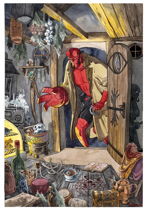 BPRDPanel's tweet photo. HELLBOY 

by Jill Thompson @thejillthompson 

(Sorry I took a week off 🤒) https://t.co/Ck4RsoQ2C6