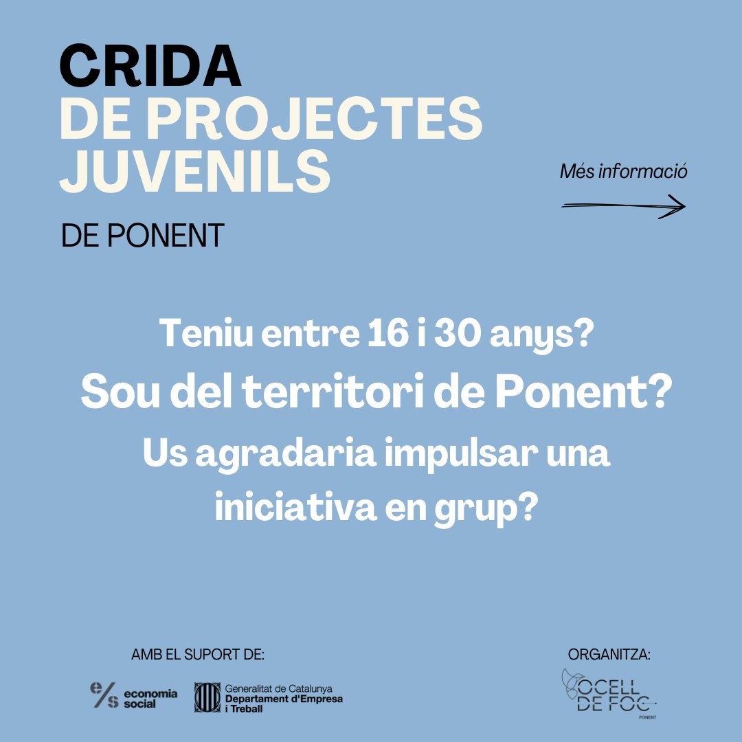 ofponent's tweet photo. 📣 Iniciem la Crida de Projectes Juvenils, un espai per donar veu a les idees, al talent i a la creativitat juvenil. 

🔗 Consulta les bases i suma’t a la crida. 
Tens tota la informació al nostre linktree https://t.co/otEaVuICyK