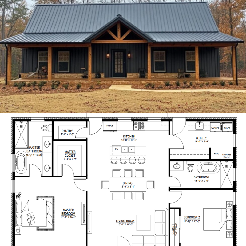 BarndoLife's tweet photo. Would you choose this barndominium floor plan?