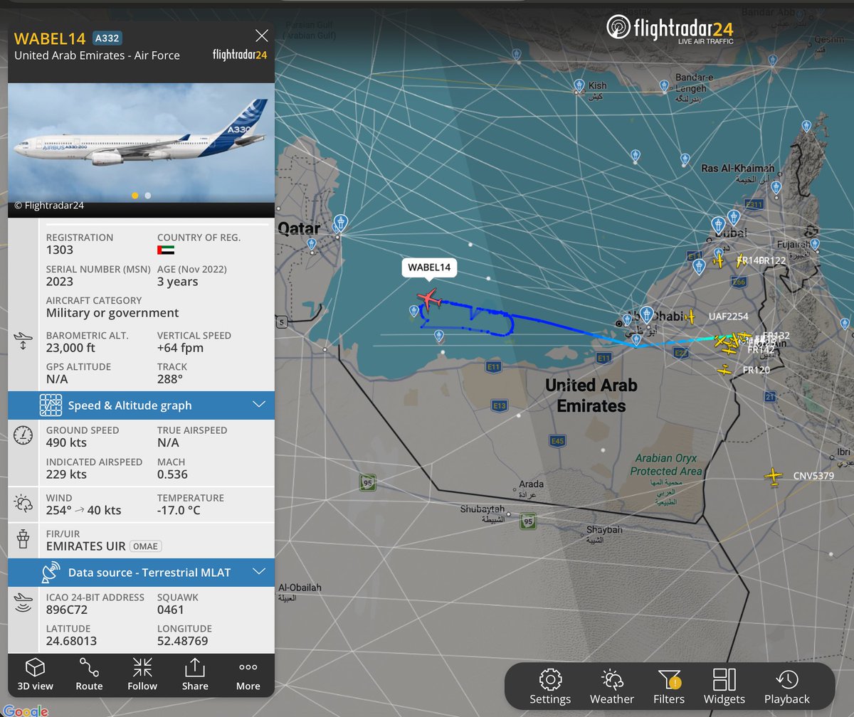 hey_itsmyturn's tweet image. I'm kinda sure this #UAEAF 🇦🇪 bird is related to the Project Dolphin (#SIGINT #ELINT) 

(896C72 | 1303 | C/S WABEL14)