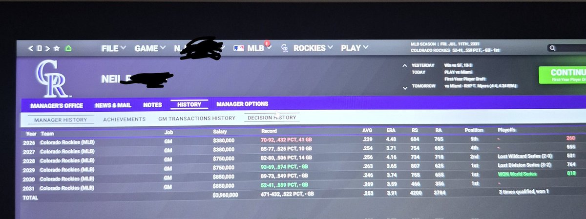 npbrighton's tweet photo. Took 5 years, but i turned the @Rockies around and made them a winner @ootpbaseball https://t.co/KTPceR8afh