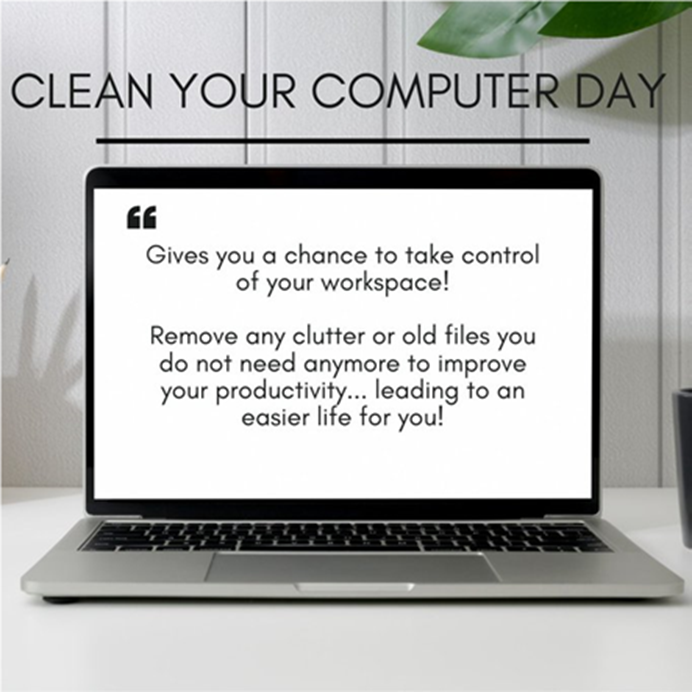 Happy #CleanOutYourComputerDay! 🎉
Give your computer a little love today! Spend just 10 minutes tossing out those ancient files, random downloads, and mystery screenshots. 
👉 Your computer will thank you.
#ClutterFree #ClearComputer #Productivity