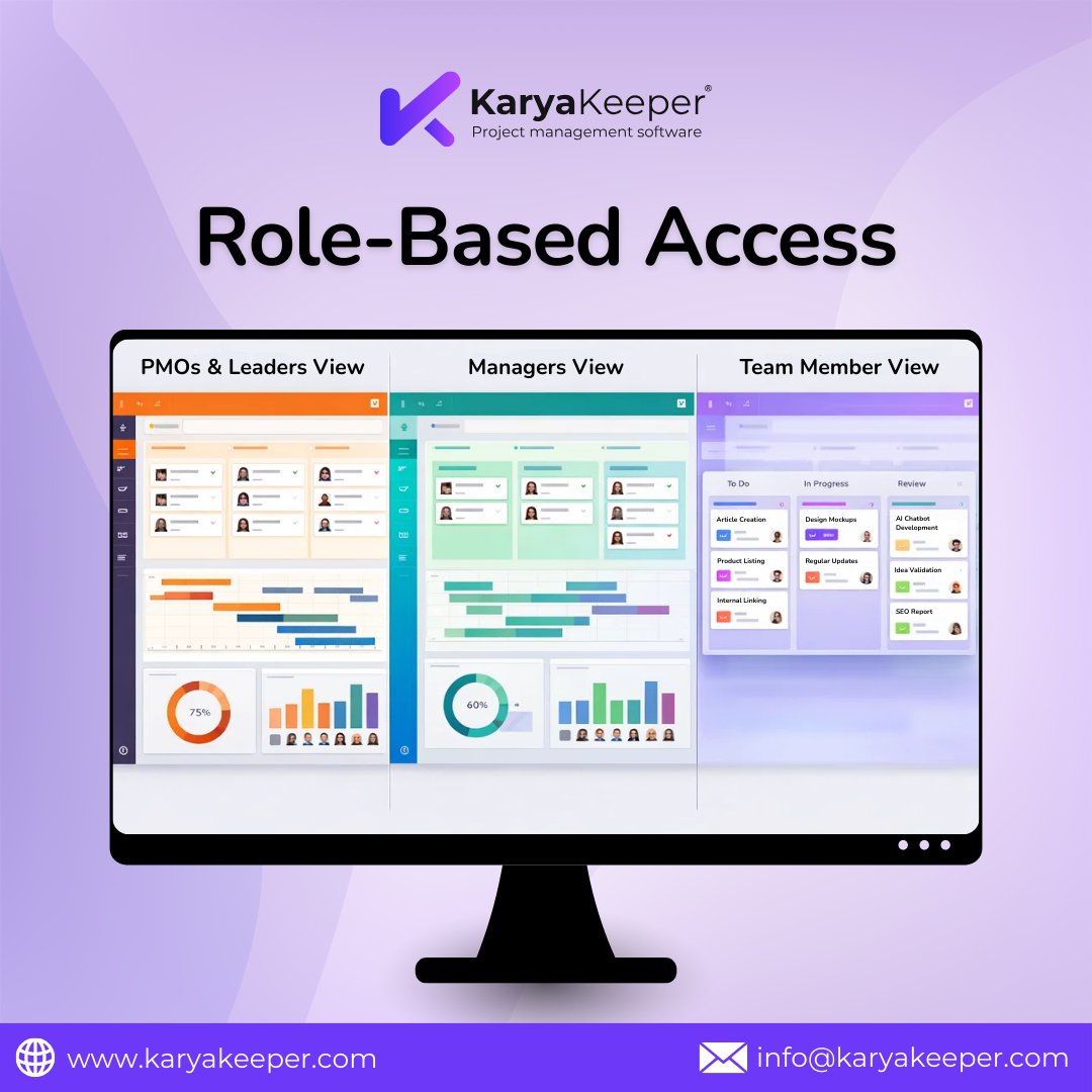 KaryaKeeper's tweet photo. Most teams don’t struggle due to effort — they struggle because everyone sees everything.

Role-based access fixes this: leaders see progress, managers see actions, teams see only what matters. https://t.co/PCFGPeT57Y

#ProjectManagement #TeamCollaboration #WorkManagement https://t.co/zaCaIt5UnY