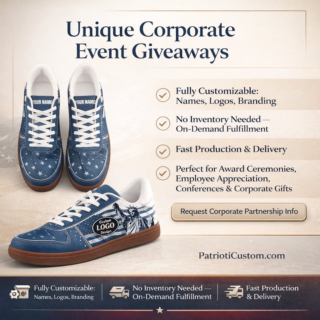 patrioticu27450's tweet image. Corporate gifting that actually gets worn. Fully customized shoes for events, teams, and clients.
.
.
#Coolcustomize #CorporateGifting #CorporateGiveaways #BrandedMerch #CustomFootwear #EventMarketing #CompanyBranding #EmployeeAppreciation #conferencegifts