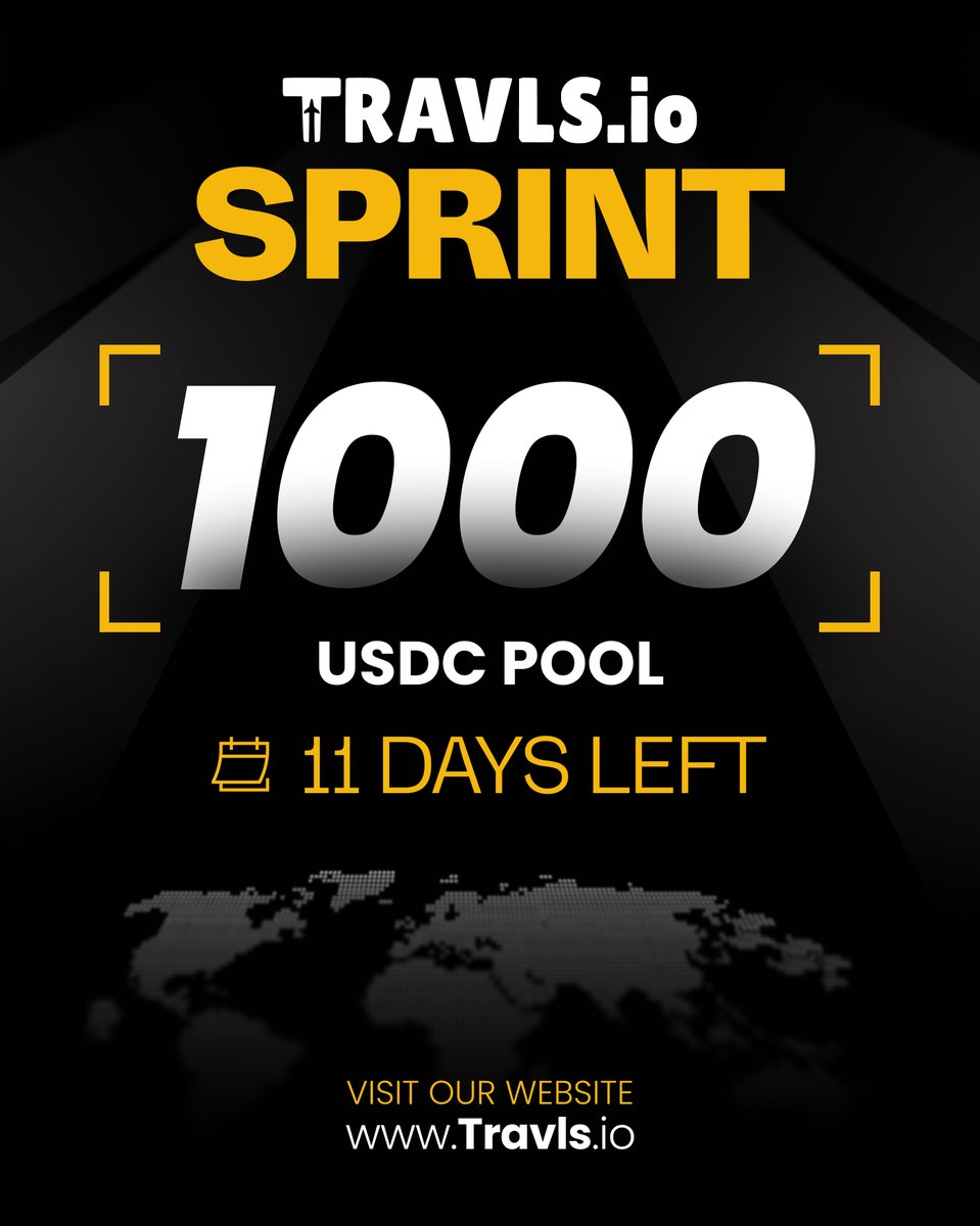 TRAVLS Sprint is still running👀
$1,000  total rewards

11 days left to earn.

Join now - zealy.io/cw/travls/lead…