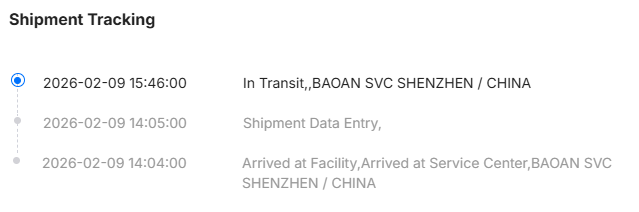 春節休暇前に発送された。 が、あれ？Tracking Numberがないぞ？