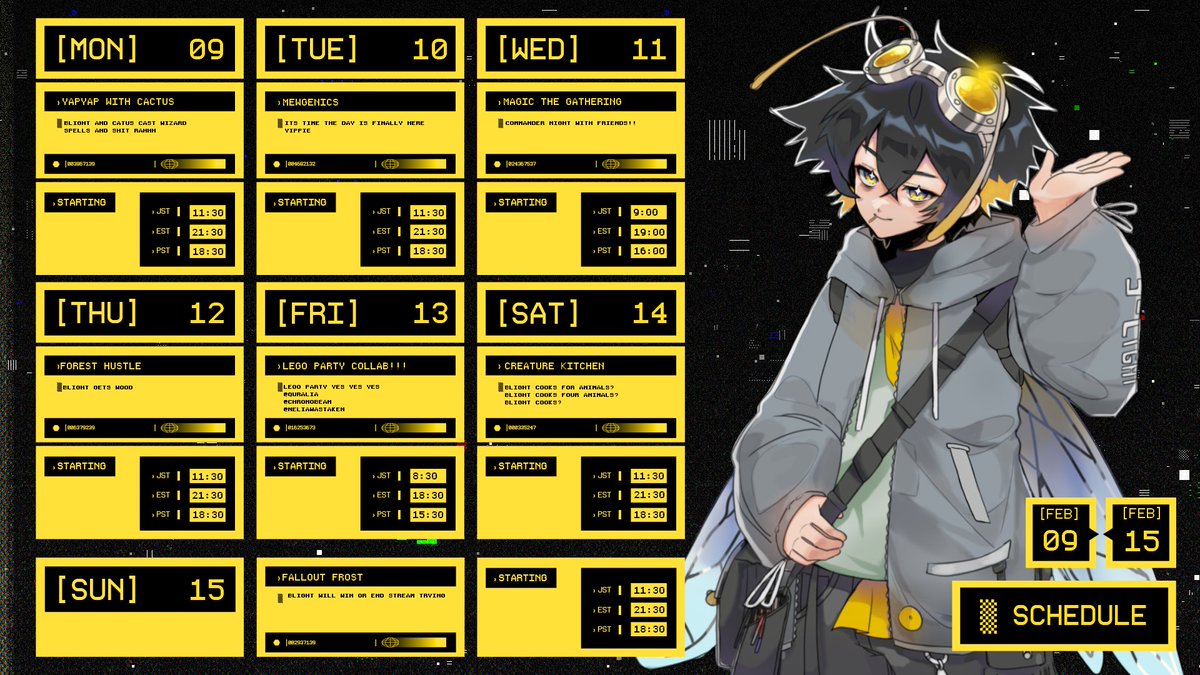 THIS WEEKS SCHEDULE!!! FINALLY MEWGENICS TIME