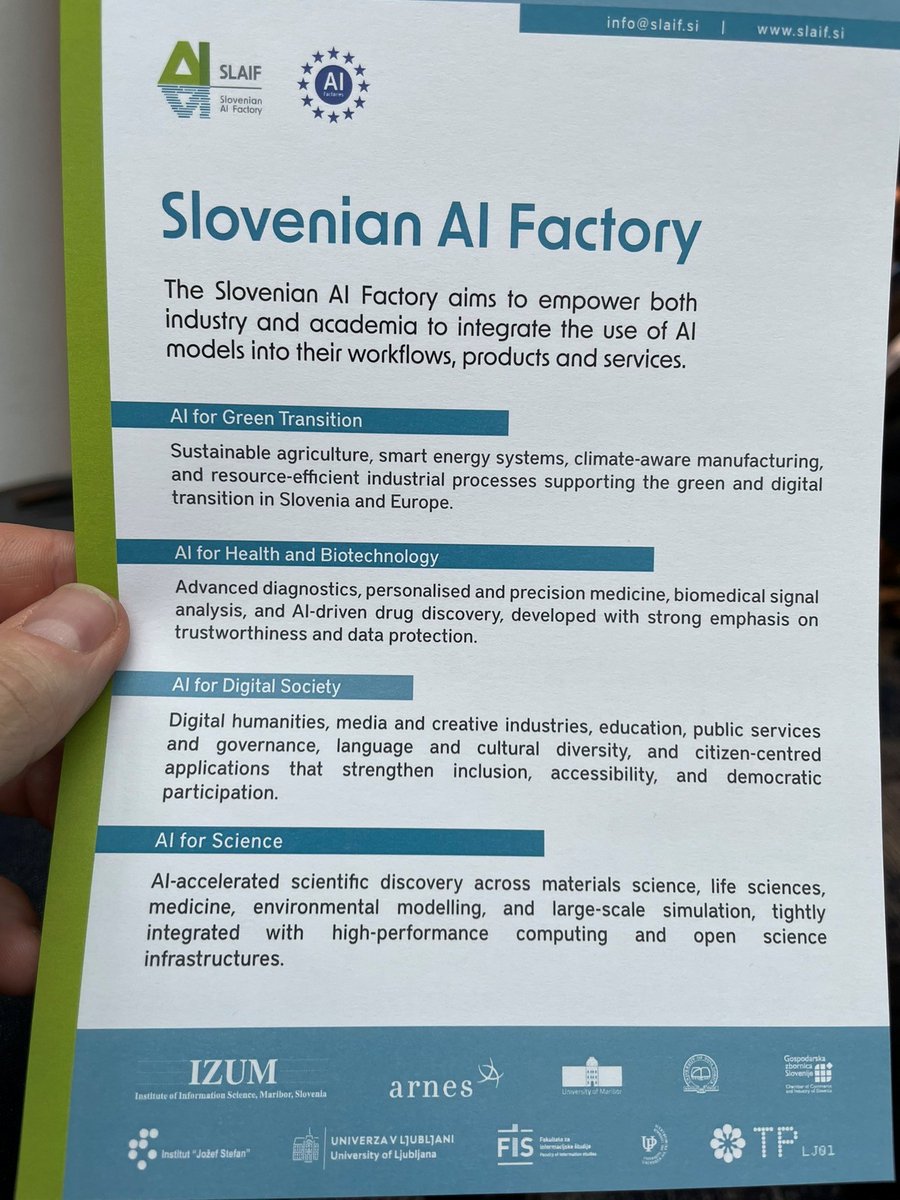 EKvSloveniji's tweet photo. "Odprtje Slovenske tovarne umetne inteligence #SLAIF ni pomemben trenutek le za 🇸🇮 ampak za celo 🇪🇺

Doseganje tehnološke suverenosti namreč ni abstraktna politična ambicija, ampak korak, s katerim oblikujemo lastno digitalno prihodnost."

 - @JugJerse na današnjem odprtju #SLAIF https://t.co/4DjscUicnh