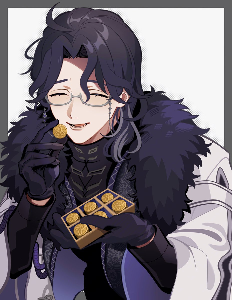 🍫ハlッlピlーlバlレlンlタlイlン🪙
イラストは頂き物です
#gnsnプラス #gnsn夢

「私にモラを模した菓子とは、随分と分かりやすく、そして安直なセレクトですね。“この男には結局これしかない”と、半ば開き直って選んだのでしょう？」