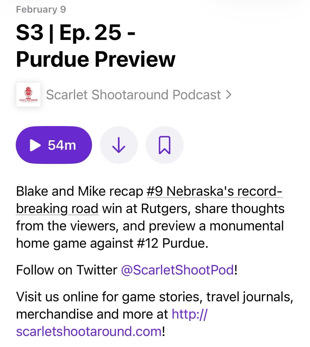 Our Purdue Preview is LIVE!

- How did #Nebrasketball make such easy work of Rutgers?

- Where do things stand for a run at the Big Ten Title?

- Can the #Huskers find a crucial win over Top 12 Purdue on Tuesday?

Available on Apple/Spotify - hit “Listen Now” on our profile!