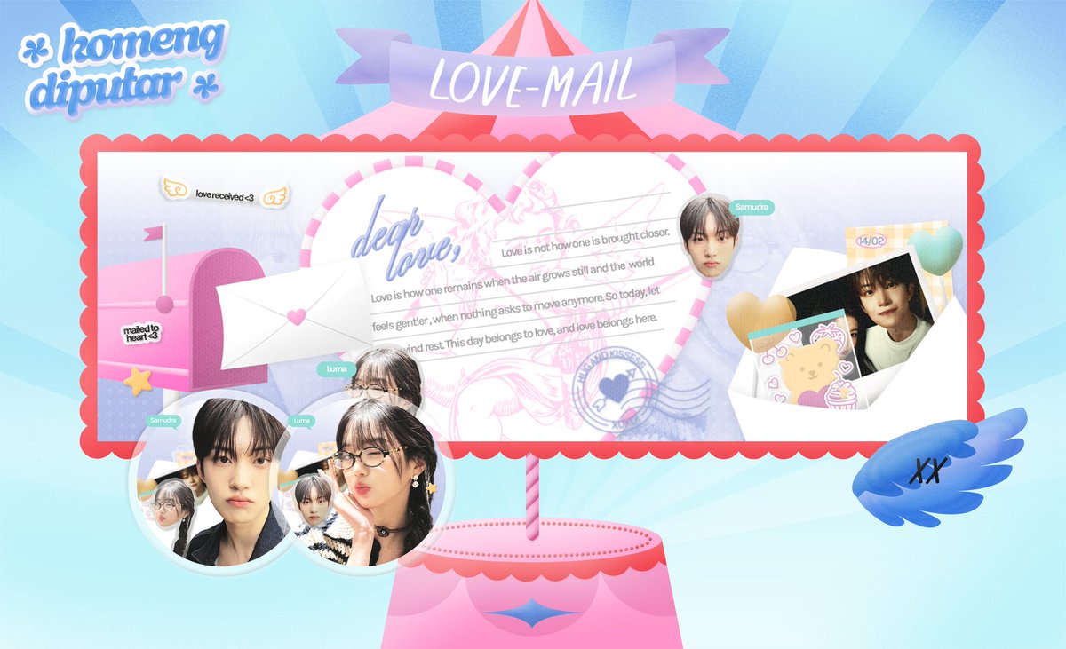 pinkapeony's tweet image. help repost, please. thank u! #zonauang

sekarang waktunya apa? yap, waktunya ospek! &amp;gt;__0
aku si pinkpeony ini mau rebranding jadi { komeng_diputar }, ada yang bisa tebak gak kenapa namanya komeng_diputar? :p

kenalan juga sama project Valentine-ku, say hi to ‘love-mail’ &amp;gt;___&amp;lt;