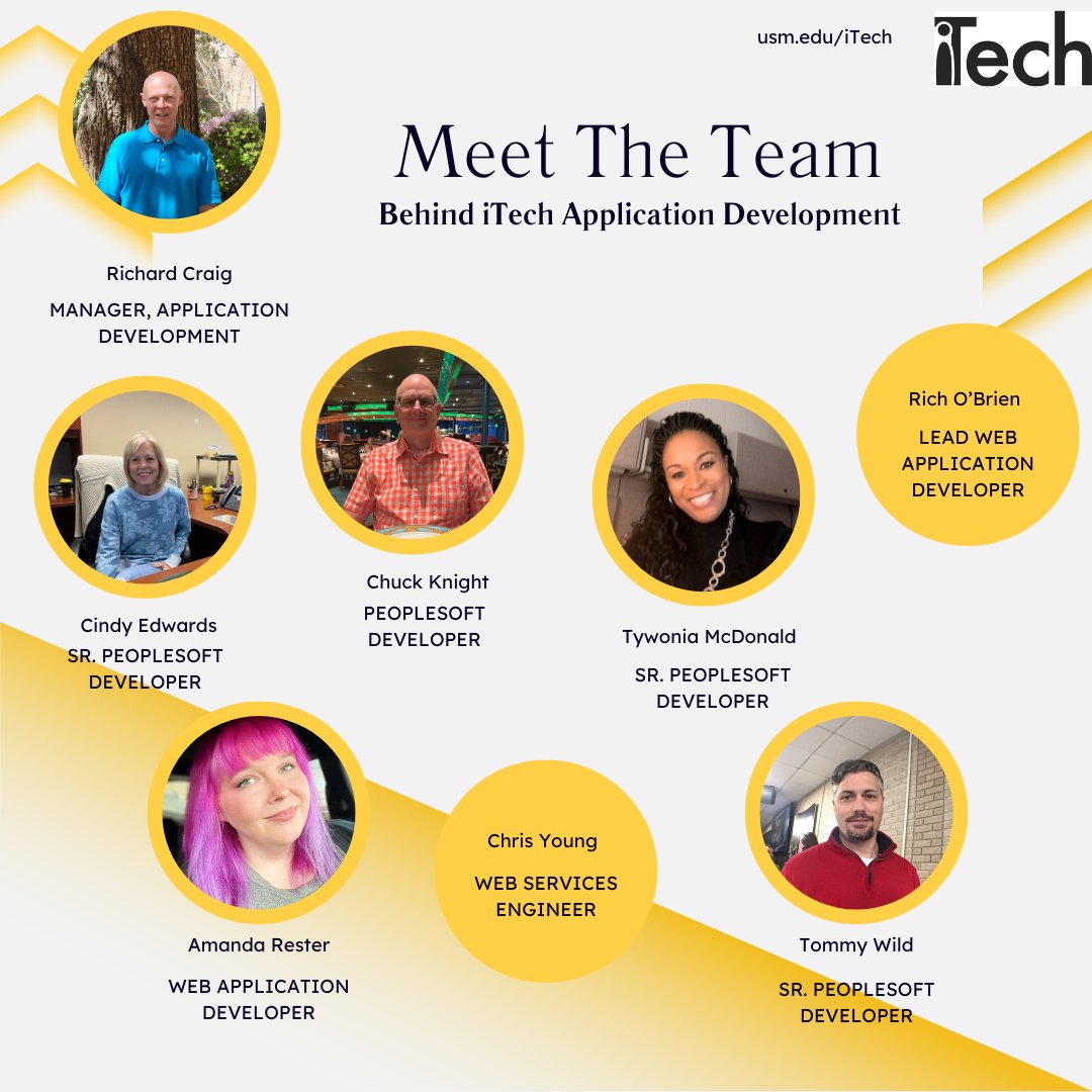 Meet the Application Development Team Behind <a href="/USMiTech/">Southern Miss iTech</a>!

Building secure, reliable, and innovative systems that keep <a href="/SouthernMiss/">Southern Miss</a> running.
#ApplicationDevelopment #SouthernMiss