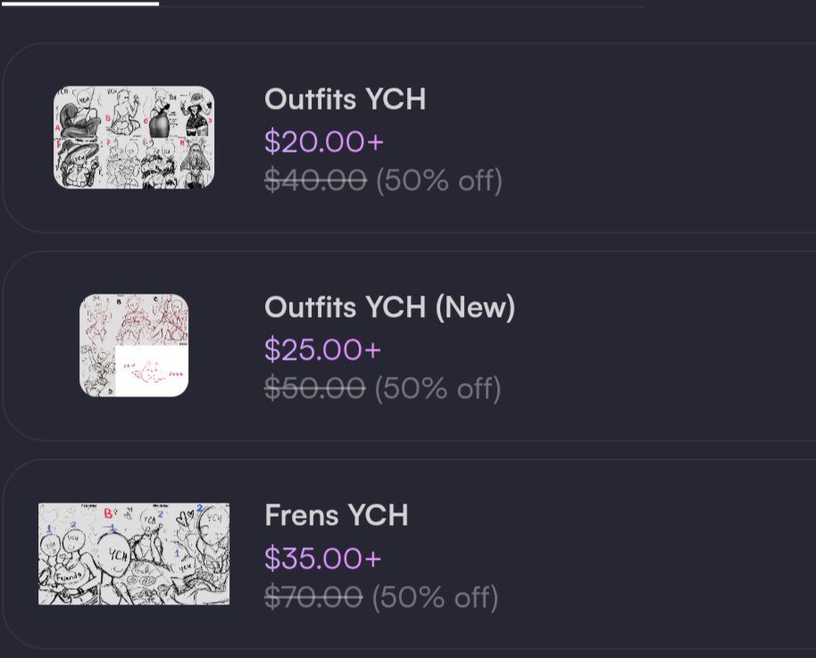 Valentines sale!
50% discount in 3 of my YCH!
Discounts includes the extra for wings/horn/tail or edit body shape C:
Only in my vgen!
vgen.co/Puruniac
#VGenComms #vgenopen #vgenartist