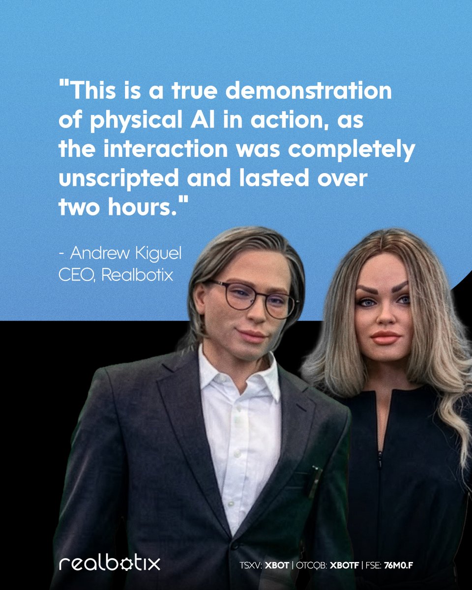 RealbotixCorp's tweet image. In Case You Missed It: Our #CES2026 demo of Aria and David in an unscripted conversation showcased what autonomous, #embodiedAI looks like. It’s a meaningful step toward #physicalAI systems that can operate reliably in real-world environments.

Learn more: ordnl.link/ZT3EasE