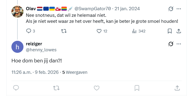 Kijk wat een loser <a href="/henny_lowes/">reiziger</a> is
Eerst reageren op een bericht van ruim 2 jaar geleden en gelijk blokkeren omdat hij bang is voor antwoord terug. 
Wat een schijtluis!