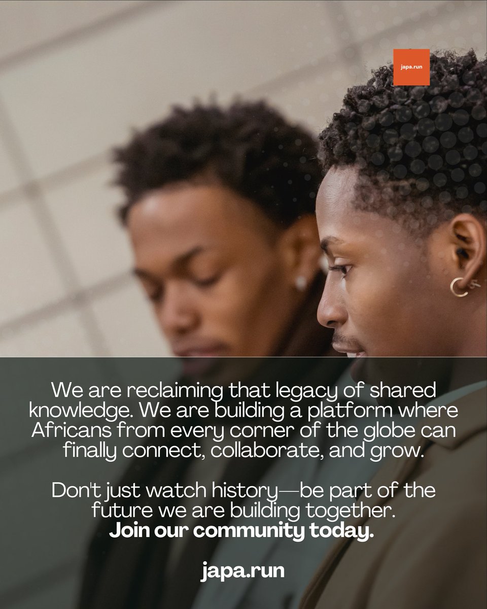 comunity_run's tweet photo. Our history isn't just holds a legacy of profound intellectual contribution that continues to inspire the world today. This innovations have always been about building a thriving community.

Today, we are taking that spirit of connection digital. We've created a space specifically for Africans all over the world to unite, share knowledge, and innovate together.
Get started today on https://t.co/hT7YgWfzFu ⬅️

#japarun #blackhistory #africandiaspora #africancommunity
