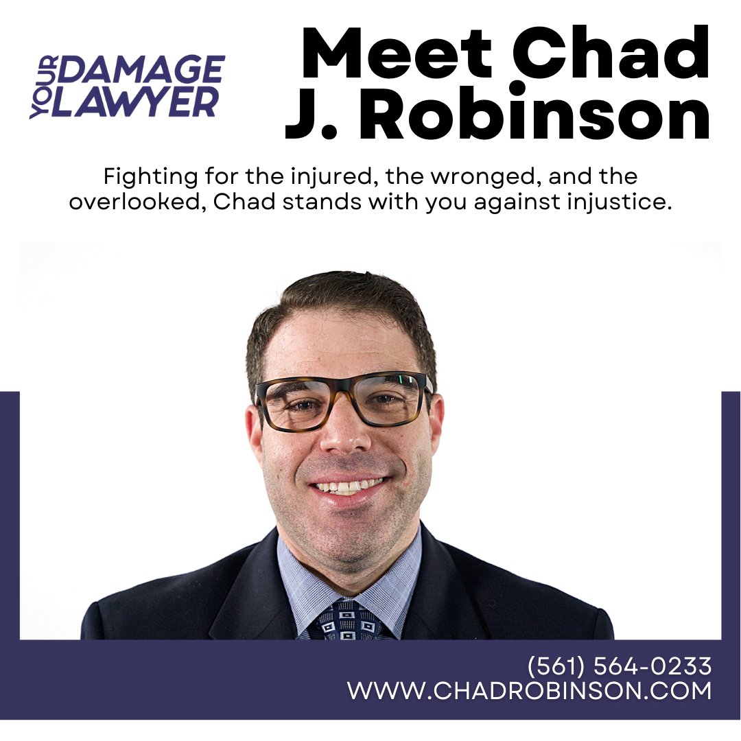 When you need a lawyer who blends experience, passion, and tenacity, Chad is here for you.

#YourDamageLawyer #JusticeForYou #InsuranceClaimHelp #PersonalInjuryLawyer #LawyersWhoCare #FloridaLawyer #KnowYourRights #JusticeMatters #BocaRatonBusiness