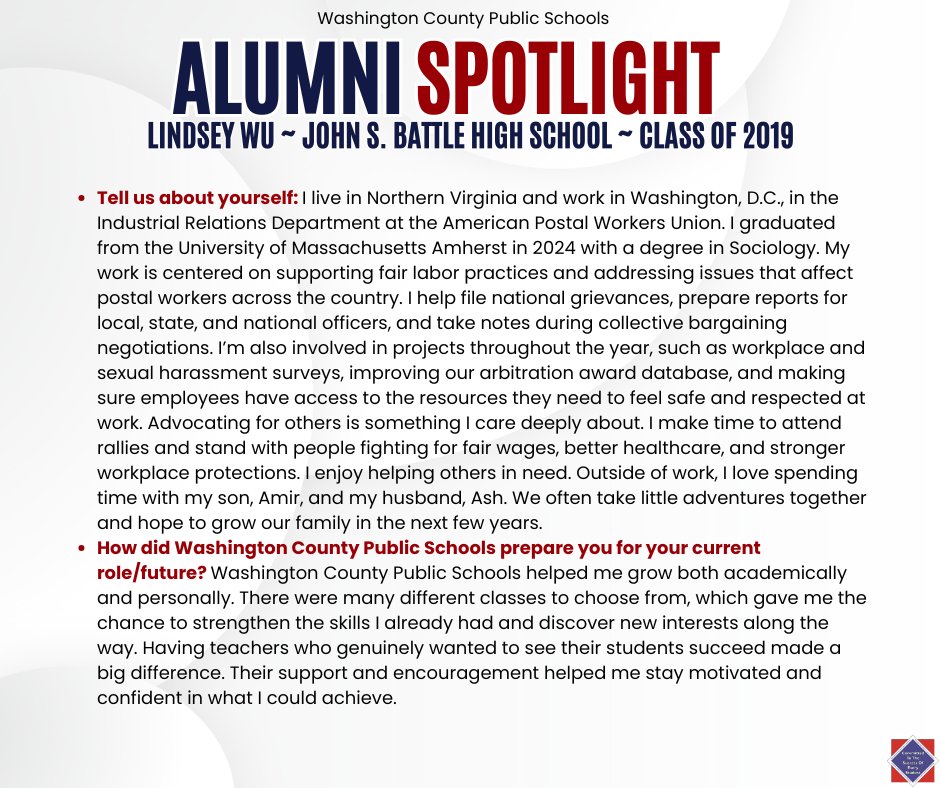 jsbhs_trojans's tweet photo. 🌟WCPS Alumni Spotlight: Lindsey Wu ~ John S. Battle High School ~ Class of 2019.
We are thrilled to highlight Ms. Lindsey Wu, a proud John S. Battle High School graduate! https://t.co/LaiFb06wiS